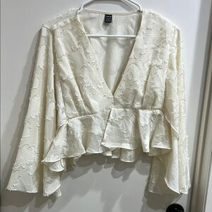 Elegant Cream Textured Women's Top